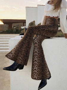 Sexy Leopard Print High Waist Flare Pants