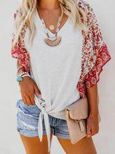 Load image into Gallery viewer, Boho Printed Geometric Irregularity Short-Sleeved Blouse Tops