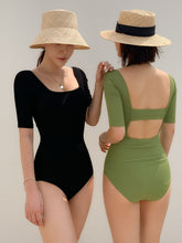 Load image into Gallery viewer, One Piece Swimsuit Women Slim Back Platycodon Square Collar Small Fresh Small Chest Bikini