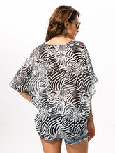 Load image into Gallery viewer, Fashion Black Stripe V Neck Shawl Cover-up Tops