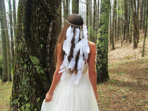 White Feather Bohemian Wedding Bride Headwear