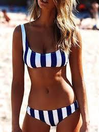 Blue Stripe Two-Piece Swimming Suit