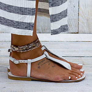 Plain Flat Peep Toe Flat Beach Sandals