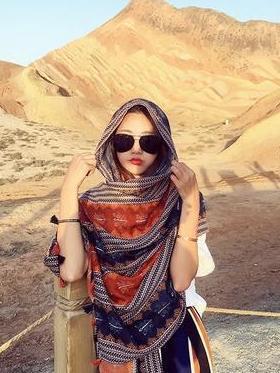 Autumn And Winter New Bohemian Retro Art Stripe Tassel Soft Cotton Scarf Shawl