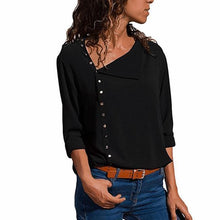 Load image into Gallery viewer, Casual Solid Color Irregular Diagonal Collar Button Long Sleeve Shirt