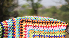 Load image into Gallery viewer, Color Striped Handmade Crochet Blanket Woven Cotton Thread Retro Pastoral Style Mat