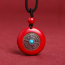 Load image into Gallery viewer, Vermilion Pendant Women&#39;s Safety Buckle Six-syllable mantra Pendant Necklace