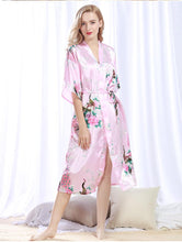 Load image into Gallery viewer, Peacock Nightgown Bathrobe Sexy Cardigan Silk Pajamas Women&#39;s Summer Home Wear 3