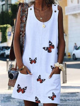 Load image into Gallery viewer, Summer Sleeveless Floral Butterfly Knee Above Casual Loose Mini Dress