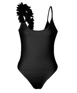 Summer Sexy V Neck Lace Stitching Backless One-piece Swimsuit Bikini