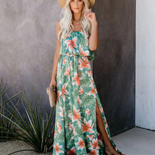 Load image into Gallery viewer, Printed one-shoulder ruffled split dress