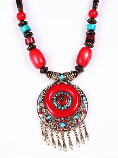 Bohemian Ethnic Style Hand-Woven Colorful Jewel Necklace