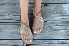 Load image into Gallery viewer, Boho Metal Decoration Flat Bottom Hollowed Casual Plus Size Beach Sandals Shoes