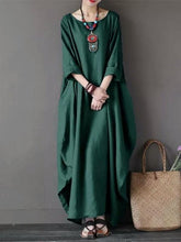 Load image into Gallery viewer, Solid Color Loose Casual Round Neck Maxi Dress