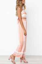 Load image into Gallery viewer, Pink Stripe Tops Wide Leg Pants Sets