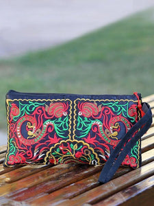 Ethnic Style Tassel Floral Double-Sided Embroidery Portable Bags