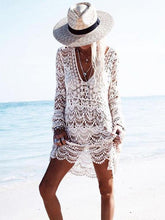 Load image into Gallery viewer, Sexy Knit Hollow Out Long Sleeve Swimwear Bikini Cover Up