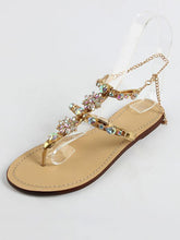 Load image into Gallery viewer, Summer Rhinestone Flat Heel Sandals Shoes