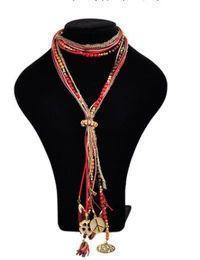 Fashion Metal Beads Tassel Necklace Sweater Chain