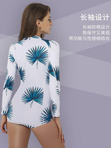 Sexy Connected Women Swimming Suit Hot Spring Long Sleeve Slim Surfing Diving Suit Swimming Suit