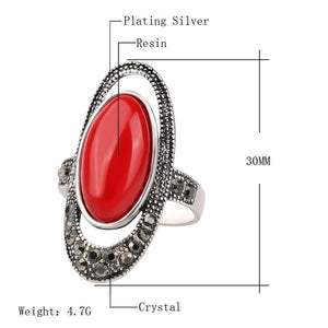 Bohemian Alloy Inlaid Stone Vintage Ring