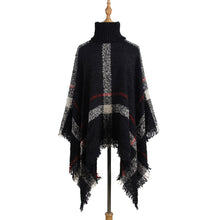 Load image into Gallery viewer, Sweater women&#39;s mid-length high collar fringe cape loose large size knit