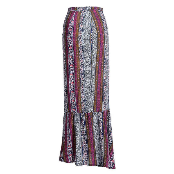 Bohemia High Waist Side Split Maxi Bust Skirt