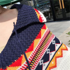 Folk Style Tassel Knit Shawl Cloak Sweater