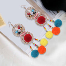 Load image into Gallery viewer, Colorful Ethnic Bohemia Flower Pom Beads Earrings