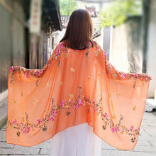 Load image into Gallery viewer, Embroidered cotton and linen scarf tourism sunscreen ethnic silk scarf women beach towel shawl