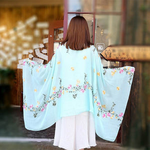 Embroidered cotton and linen scarf tourism sunscreen ethnic silk scarf women beach towel shawl