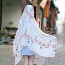 Load image into Gallery viewer, Embroidered cotton and linen scarf tourism sunscreen ethnic silk scarf women beach towel shawl