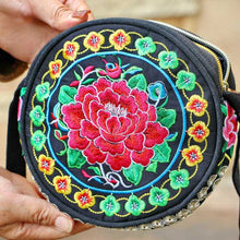 Load image into Gallery viewer, New Ethnic Style Embroidery Bag Retro Canvas Leisure Small Round Bag Women&#39;s Bag Exquisite One Shoulder Oblique Straddle Bag