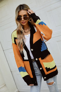 Knitted street lazy single-breasted stitching fashionable sweater coat