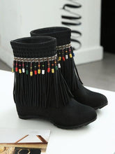 Load image into Gallery viewer, Tassel Beaded Roman Folk Style Hidden Heel Plus Size Short Boots