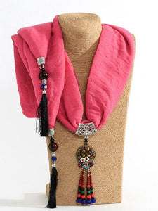 Autumn And Winter New Fringed Linen Cotton Solid Color Bohemian Shawl Scarf
