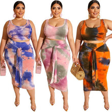 Load image into Gallery viewer, Plus Size Sexy Women 2 Piece Sets Bodycon Skirt Set Casual Clubwear Party Crop Top Wrap Skirts For Women Female Clothing