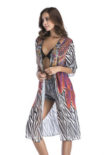Load image into Gallery viewer, 4 pattern Beach bikini outer cover chiffon print middle sleeve shirt boho style