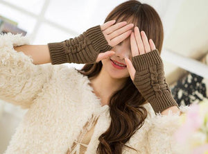 Half refers to the warm knit typing women s thick wool Half palm gloves - 4