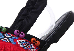 Bohemian Tasseled Flat Heel Sandals Clip Toe  Shoes