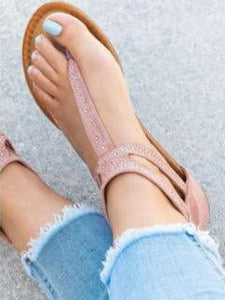 Summer Beach Solid Color Flat Sandals Shoes