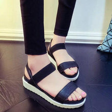 Load image into Gallery viewer, Pure Color Peep Toe Color Match Slip On Elastice Flat Sandals