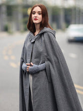 Load image into Gallery viewer, Three Colors Hooded Cloak Trench Cape Outwear
