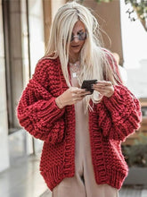 Load image into Gallery viewer, Women&#39;s Fashion Cardigans Thick Hand Knitted V-neck Open Stitch Sweaters Loose Oversized Sweater Winter Chic Boho Outerwear