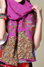 Load image into Gallery viewer, Ethnic Cotton and Linen Wild Long Embroidery Flower Shawl Scarf