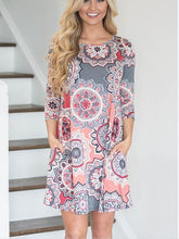 Load image into Gallery viewer, Fashion print collar Casual Boho Vacation  Dresses