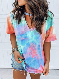 Summer Sexy Frauen Tie Dye Druck Kurz T Shirt