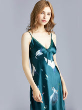 Load image into Gallery viewer, Large version of silk sexy pajamas ladies summer long simple slings pajamas home clothing.
