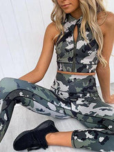 Load image into Gallery viewer, Camo Printing Yoga Fitness Suite Wet and Sweat Exhaust Yoga Suit Women&#39;s Fitness Suite