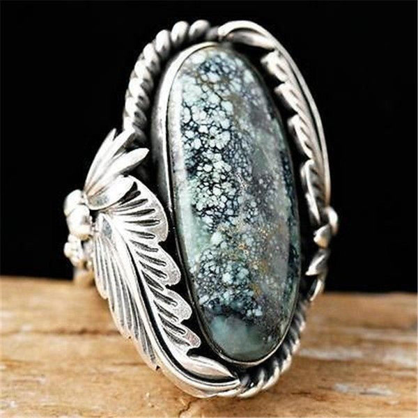 Vintage Natural Stone Boho Floral Rings